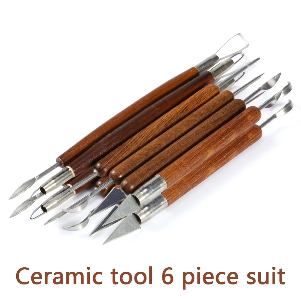 Wood Chisel Set - 6 adet heykel aracı çömlek ahşap